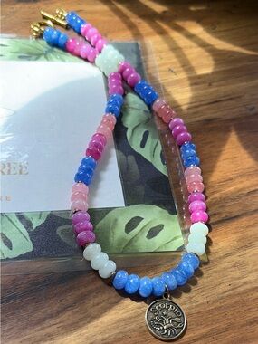 PINK&BLUE JADE NECKLACE